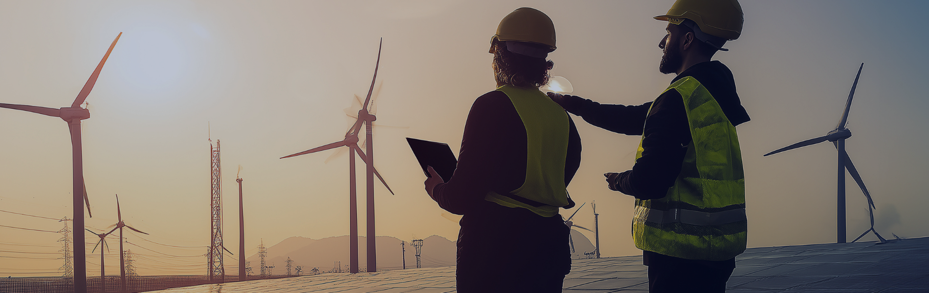 Audyt energetyczny Zdjęcie przedstawia wiatraki, odnawialne źródło energii